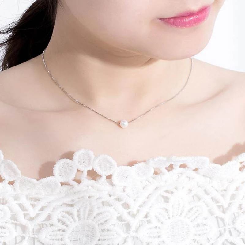 Ruifan белый/черный цвет жемчуг 925 пробы Серебряная коробка Цепи чокер кулон ожерелья для женщин серебро 925 ювелирные изделия YNC041