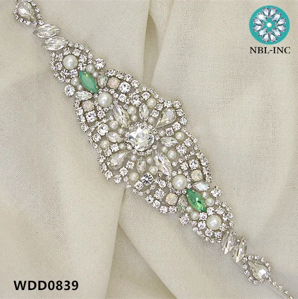 

(30 шт.) оптовая продажа, ручная работа, вышивка бисером, стразы, пояс, аппликация, железо, для свадебных платьев, WDD0839