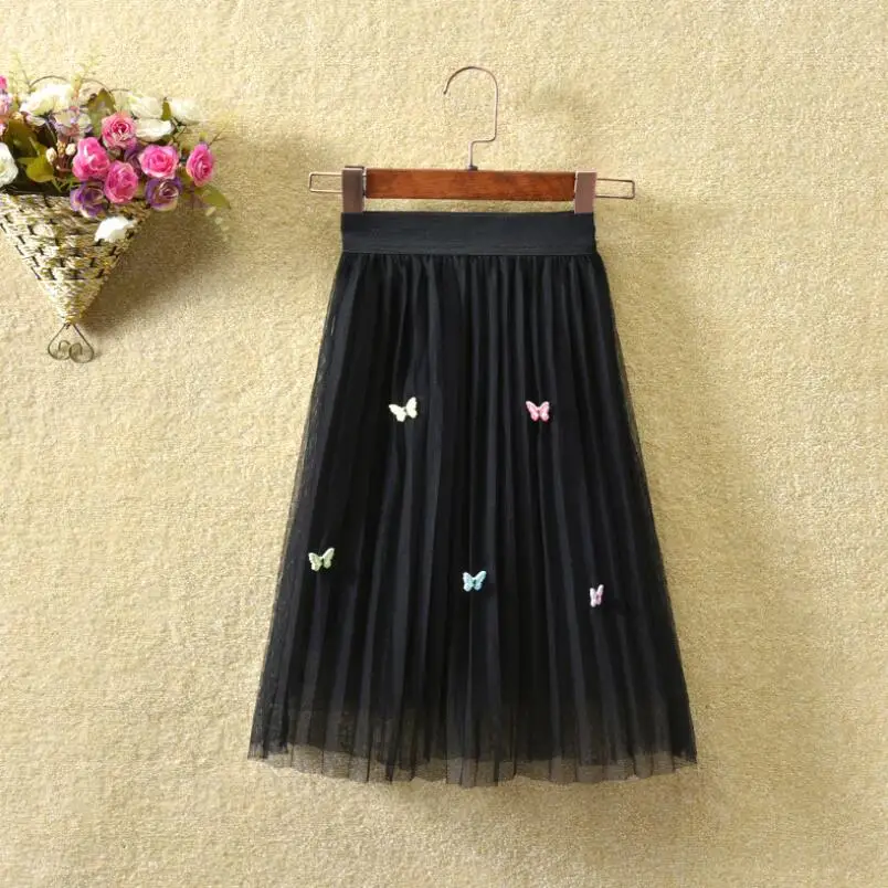 Сезон весна-лето; юбка-пачка для маленьких девочек; Многослойная юбка-пачка детское бальное платье; однотонная длинная юбка принцессы для девочек детская одежда - Цвет: design 3 black