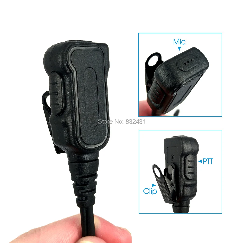 2 Pin Big PTT Knob Curve Earpiece Mic For Motorola Walkie Talkie 7