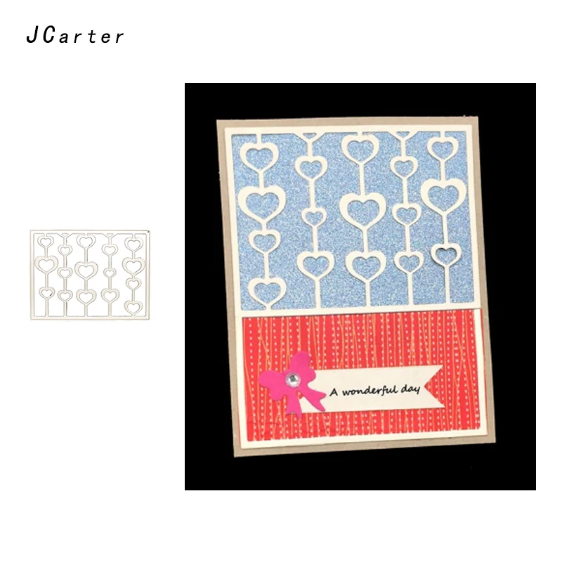 

JC New 2019 Hollow Heart Background Metal Cutting Dies for Scrapbooking DIY Embossing Folder Paper Card Handmade Album Crafts