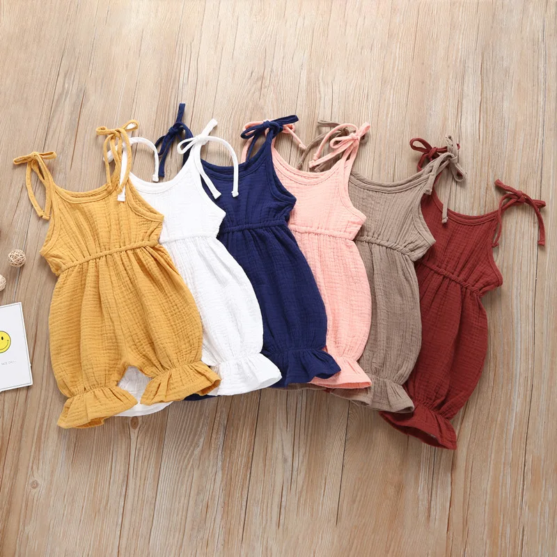 Детский хлопковый комбинезон без рукавов на бретелях | Мать и ребенок