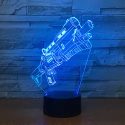 Винтовка пистолет Модель 3D лампа Arylic RGB съемный Светодиодная лампа настроения 7 цветов изменить ночник для игры друг подарок