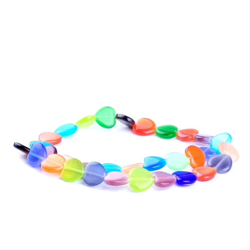 

31pcs/strand colors mixed 12mm heart shape opal stone cat eyes beads for bracelet necklace DIY jewelry making