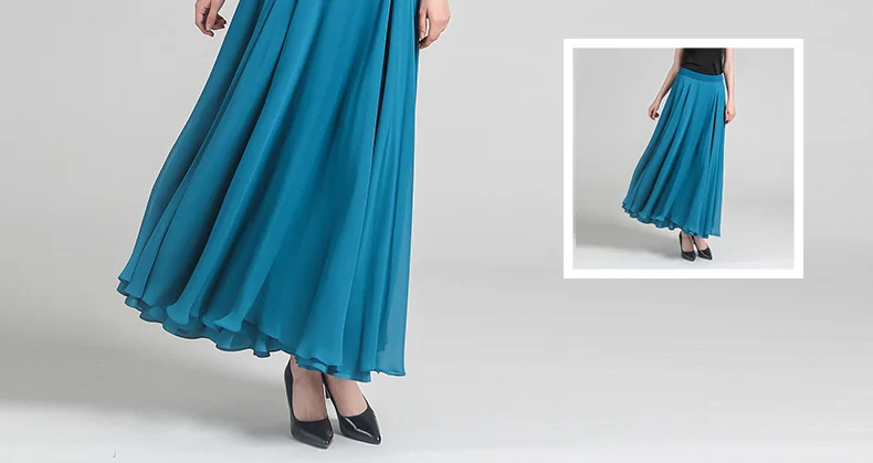 Voa шёлковый жоржет женские плиссированные юбки плюс размер 5XL Макси Длинная юбка короткая однотонная Повседневная китайская Базовая