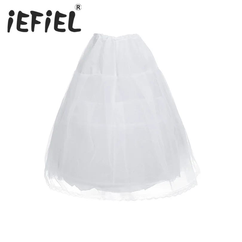 

iEFiEL White 2 Hoop Teenage Kid Girls Crinoline Petticoat for Flower Girls Wedding Birthday Party Formal Bridesmaid Clothes