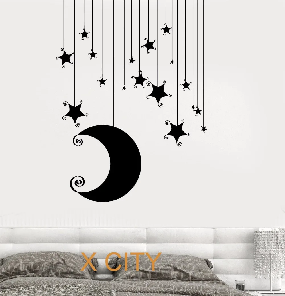 

The Moon Star Good Night for Children Kid Bedroom Wall Art Decal Sticker Removable Vinyl Transfer Stencil Mural Home Decor