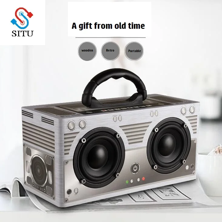 

Portable Wireless Multifunction Wooden Bluetooth Speaker Dual Stereo Dancing Loudspeakers Super Subwooofer Outdoor with FM Radio