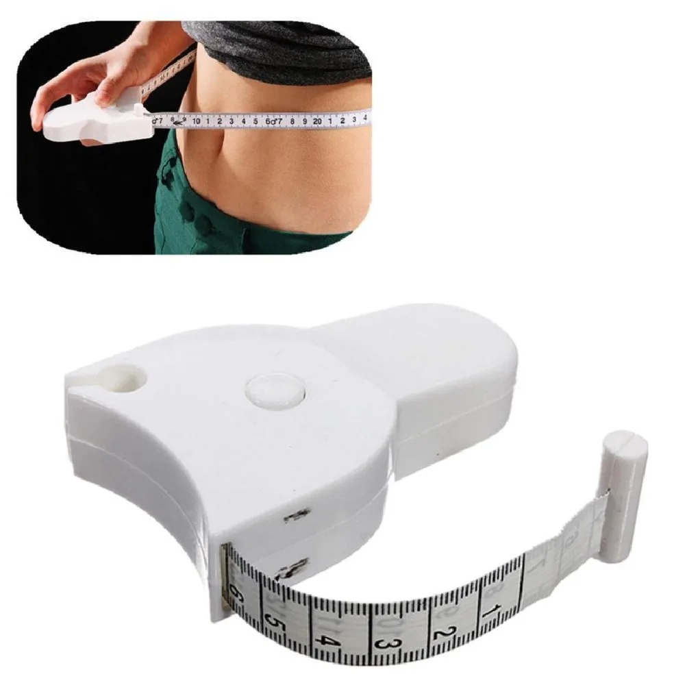 Retractable Body Fat Tape Measure Body Mass Fitness Health Diet Muscle White