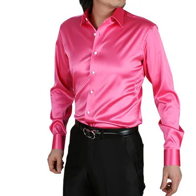 Новые мужские Танцы рубашка конкурсное выступление Бальные Современная Сальса Танго, Самба латинские мужские Танцы рубашки розового цвета