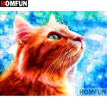 

HOMFUN Full Square/Round Drill 5D DIY Diamond Painting "Animal cat" 3D Embroidery Cross Stitch 5D Home Decor gift A17197