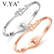 V. YA Роскошный Открытый браслет из розового золота для женщин, серебряные браслеты из нержавеющей стали, модный браслет для женщин, ювелирный подарок, Прямая поставка