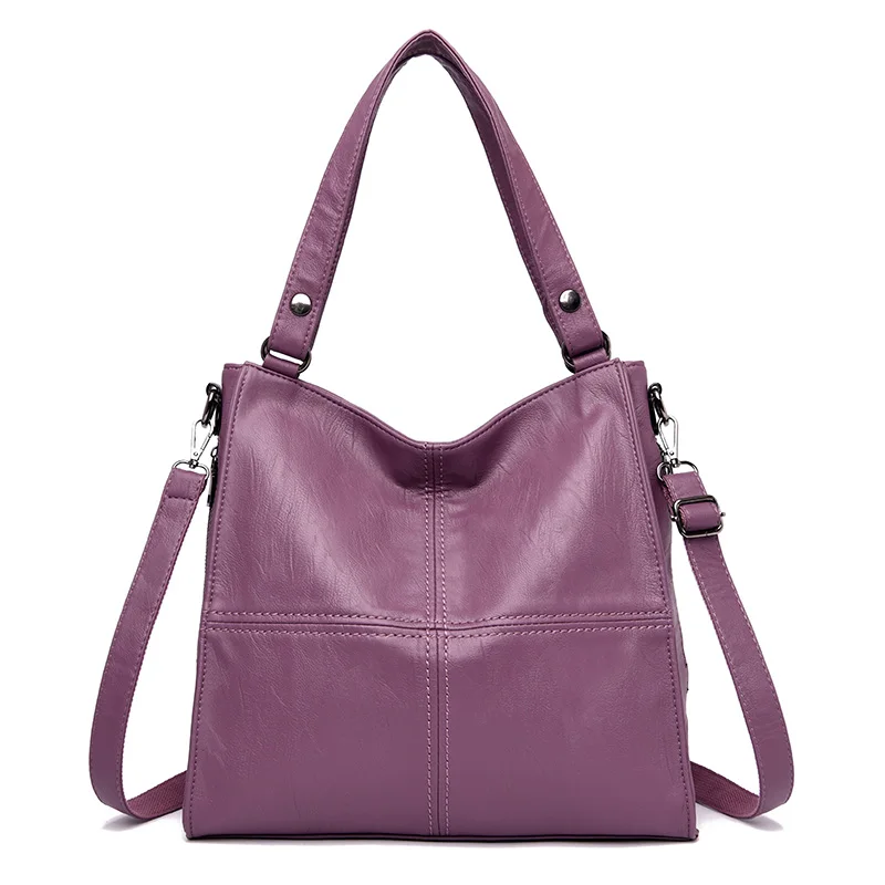 Роскошные сумки, женские сумки, дизайнерская женская мягкая сумка через плечо из искусственной кожи, винтажные женские ручные сумки, Повседневная Сумка-тоут - Цвет: Purple