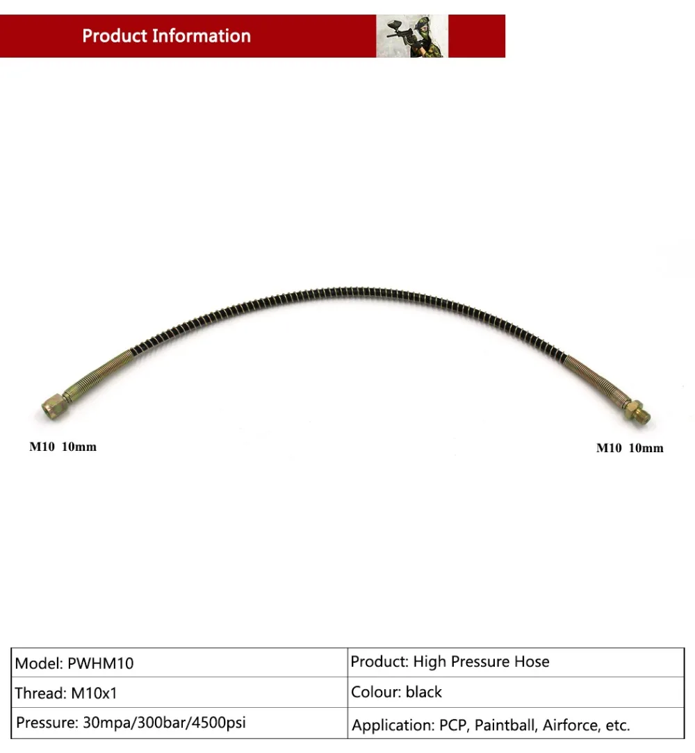 PCP Airforce Пейнтбол Пневматика устройства M10x1 мужской женский 50 см высокие Давление шланг нейлон шланг углерода Сталь соединения 30MPA