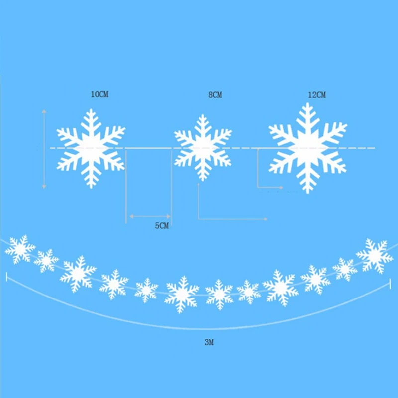 3 м Замороженные вечерние товары Серебряная гирлянда в форме снежинки рождественское свадебное украшение сцена Новогоднее украшение снежный цветок