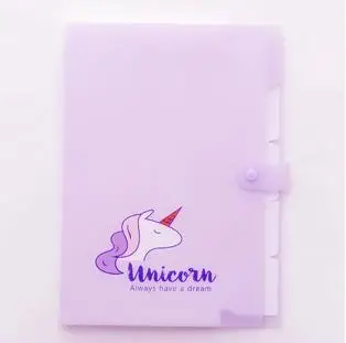 Милый рисунок единорога 5 сетки Сумка для документов с A4 папка файлов широкий кошелек Портативный бумага для органайзера канцелярские принадлежности - Цвет: Purple unicorn