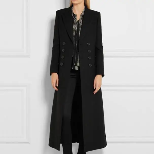 Новое зимнее женское шерстяное длинное пальто модное шерстяное пальто темпераментное тонкое двубортное пальто размера плюс 2XL