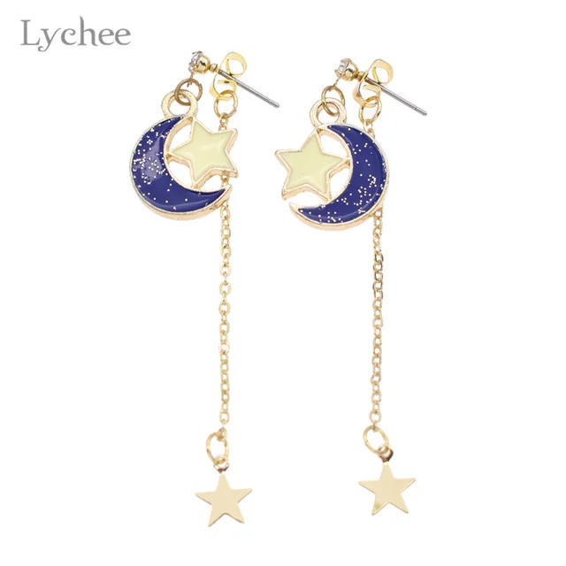 Lychee An Anime Sailor Moon Drop Earrings Stars Tel Half Lychee An Anime Sailor Moon Drop Earrings Stars Tel Half Long Dangle Jewelry For