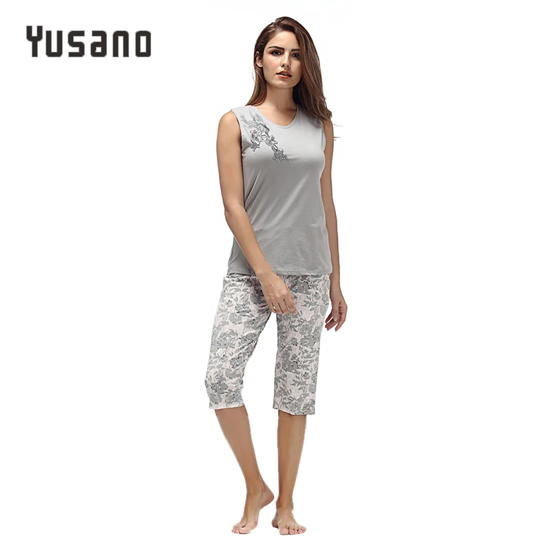 Yusano женский пижамный комплект хлопок v-образный вырез кружева пижамы наборы Ночное белье для женщин Повседневная Домашняя одежда ночное
