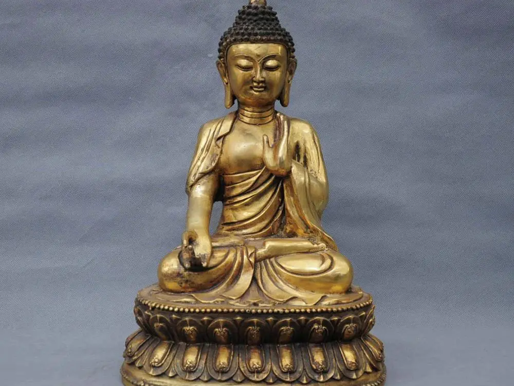 

17" China Tibetan Buddhism Bronze Shakyamuni Buddha Lotus Amitabha Statue