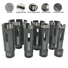 Mèche de perçage à sec en diamant soudé au Laser, Segments Turbo, pour granit et marbre, 1 pièce, mèches M14 ou filetage 5/8 à 11