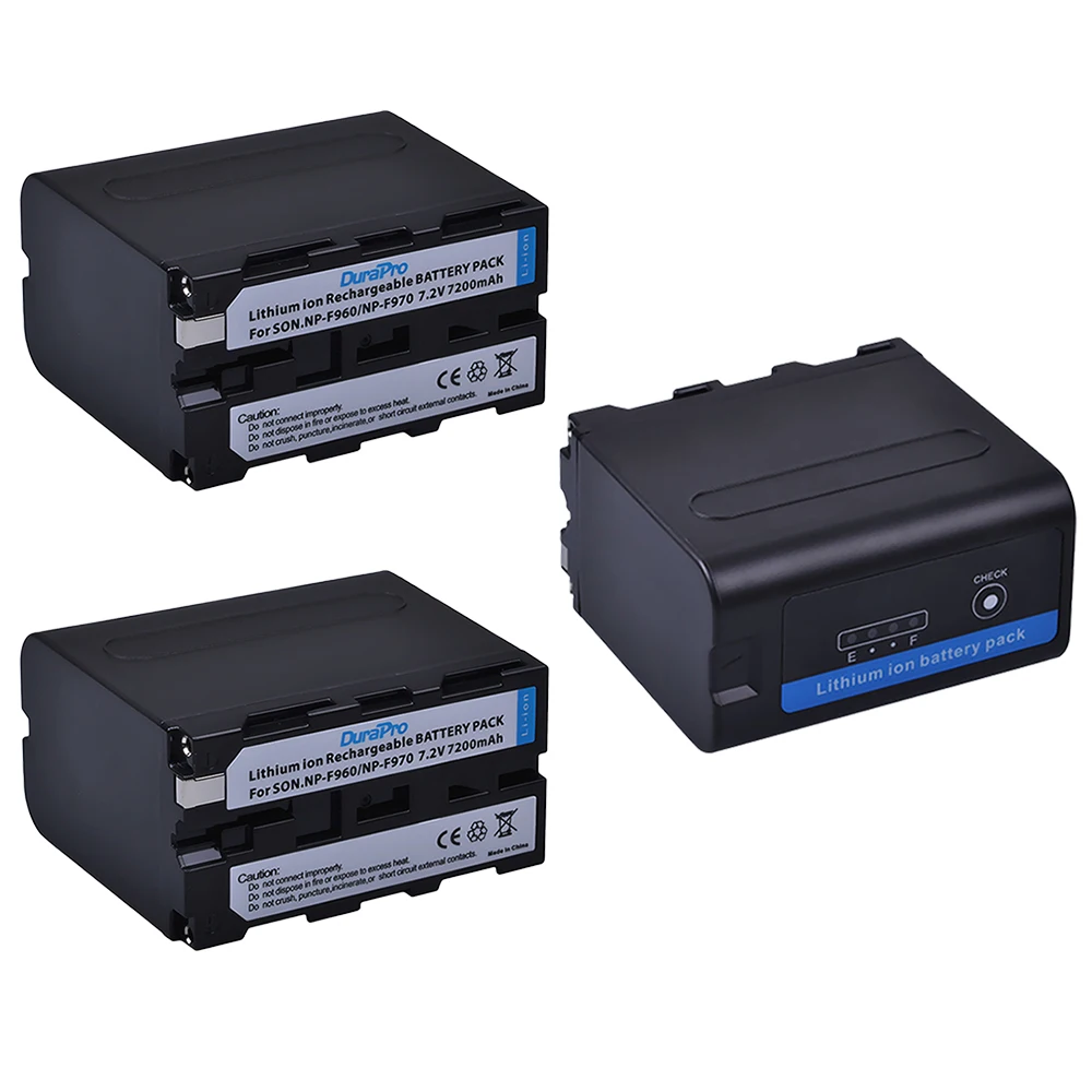 

3x 7200mAh NP-F960 NP-F970 Pro Battery with LED Power Indicator for SONY F960 F550 F570 F750 F770 MC1500C 190P 198P F950 HD1000C