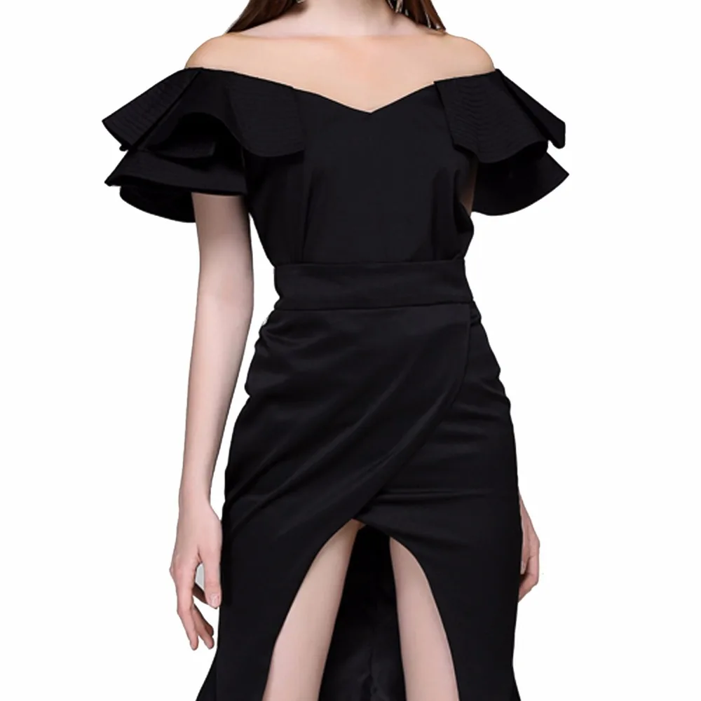 Ruffles Slash Neck Backless Womens Blouses Top Tees Shirt_9