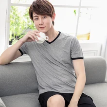 Пижамный комплект для мужчин, летняя мужская пижама с короткими рукавами, комплект мужской пижамы из чистого бамбукового волокна, весенне-осенняя одежда для сна