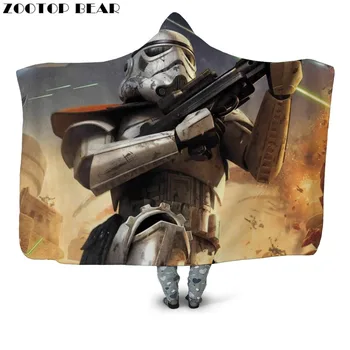 

3D All Over Star Wars Hooded Blanket for Kids Custom Sherpa Wearable Blanket Boy Flannel Fleece Blanket Drop Shipping