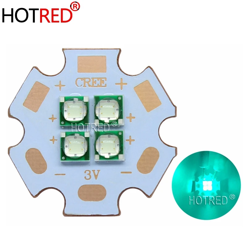 10 Вт-12 Вт 3V6V12V Epi светодиодный s 3535 голубой цвет 495-500nm 4 чипа 4 светодиодный s многочиповый высокомощный светодиодный Диод с 20 мм медной печатной платой