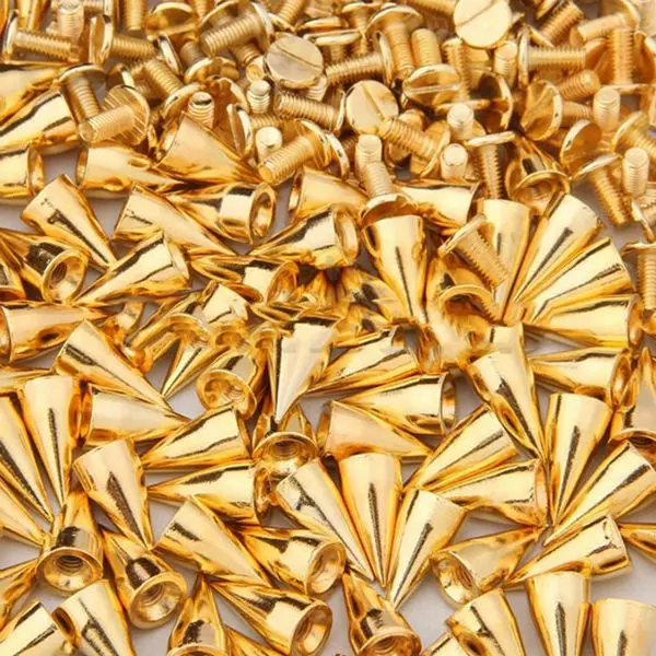 100 шт 13 мм золотые конусные пятна металлические шпильки и шипы для одежды пуля панк или сумки для одежды ремень ошейники для домашних животных украшения DIY