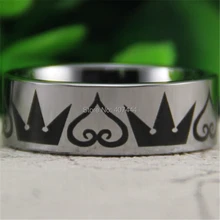 Envío Gratis JOYERÍA de Las Ventas Calientes 8 MM Silver Pipe YGK Kingdom Hearts & Coronas Mens Comfort Fit Anillo de Bodas de Tungsteno