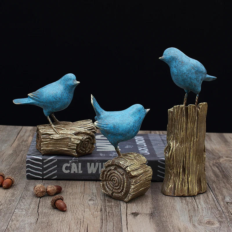metal bird figurine home decor accent set of 3