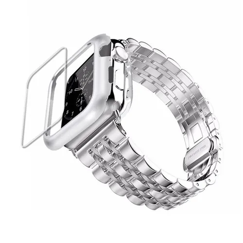 case+Strap For Apple Watch band 42mm 38mm apple watch 4 3 5 iwatch band correa Stainless Steel pulseira Butterfly watchband