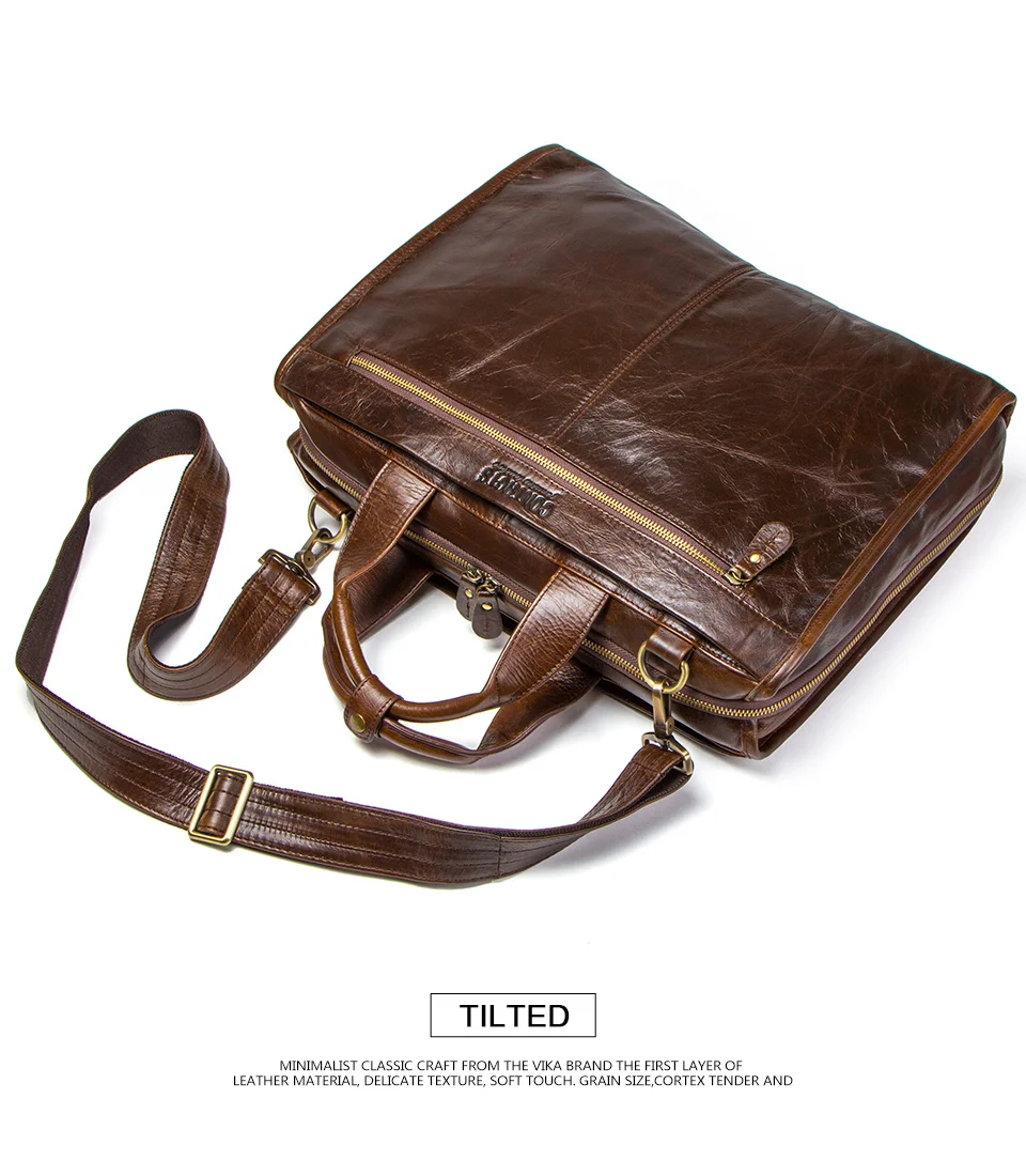 CONTACT'S Высококачественная многофункциональная деловая сумка в винтажном стиле из натуральной кожи