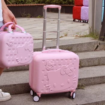 

Hotsale!12 16inches girls abs hardside trolley luggage sets,pink green animal universal wheels travel luggage for girl