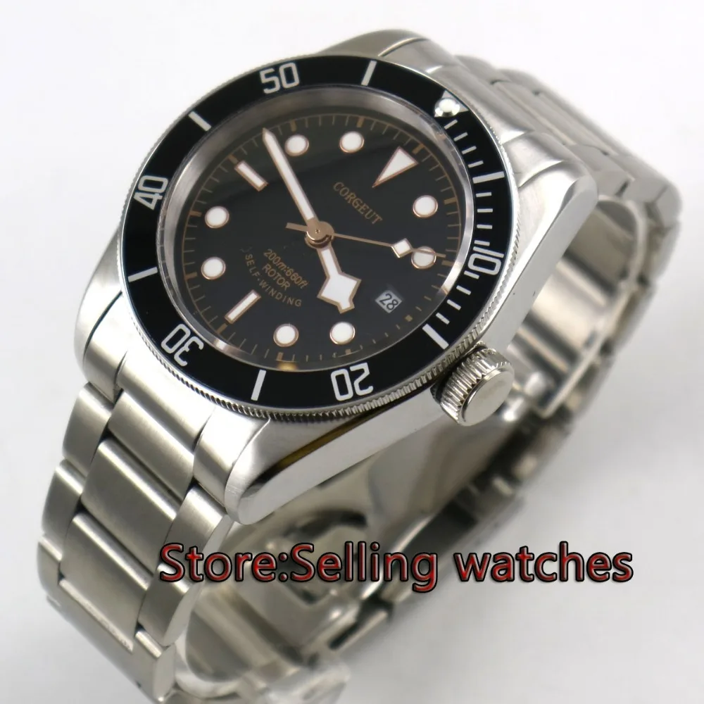 

41mm corgeut sterile dial date window Sapphire Glass steel Movement automatic mens Watch
