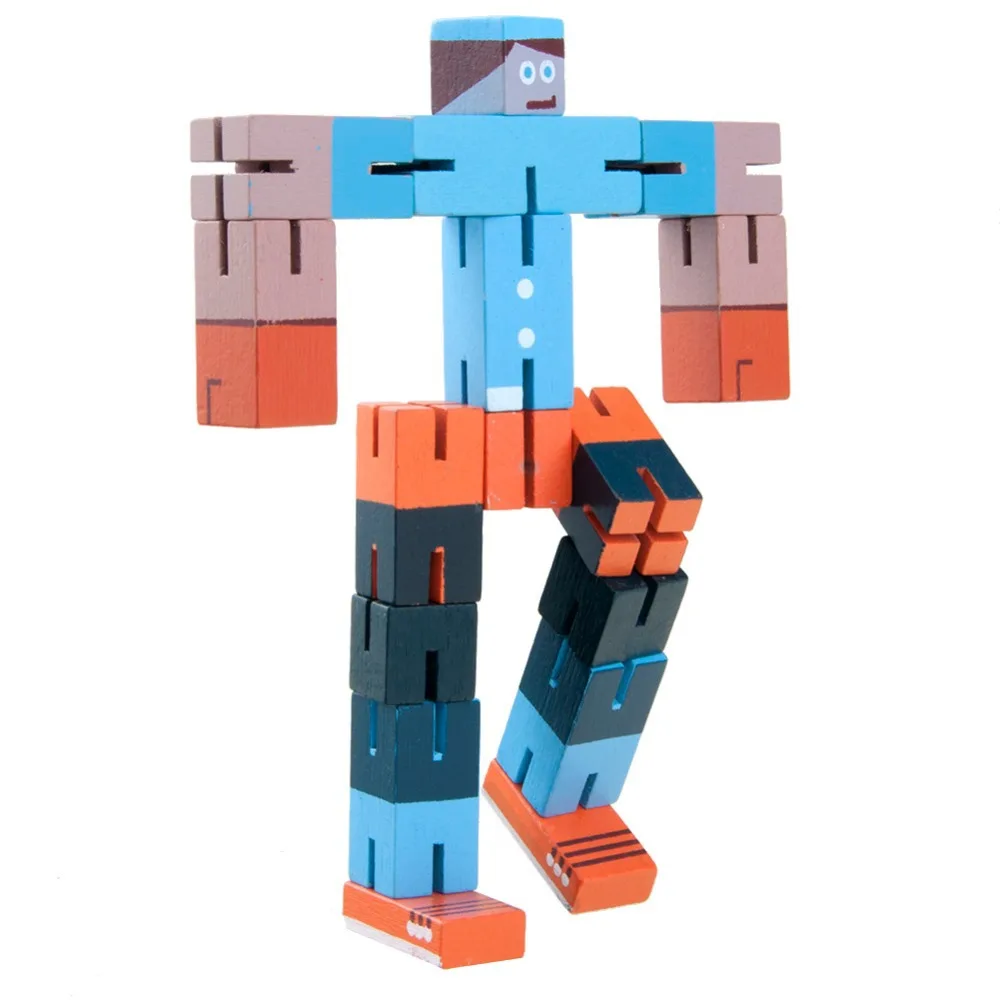 wooden robot cube