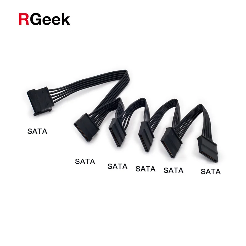 

PC Server Hard Drive 15Pin SATA 1 TO 5 Splitter Power Cable 18AWG Wire