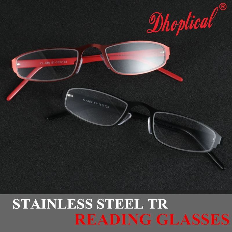 

stainless steel TR reading glasses black and red cr-39 LENS free shipping