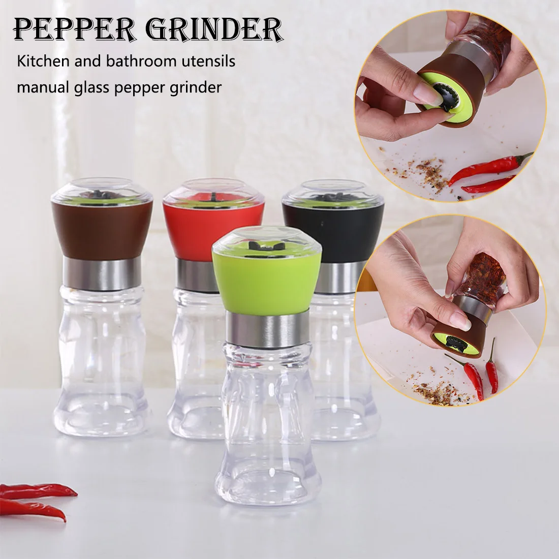 

Cookware Seasoning Muller Handy Manual Salt Pepper Mill Grinder Spice Gadget Pepper Shaker Kitchen Tools