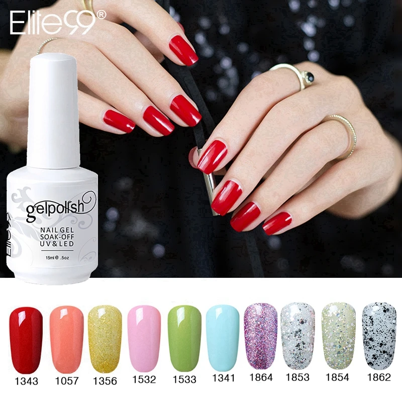 

Elite99 15ml UV Gel Nail Polish 539 Colors Lacquer Glitter Primer Base No Clean Top Nail Art Varnish Long Lasting Gel Vernis