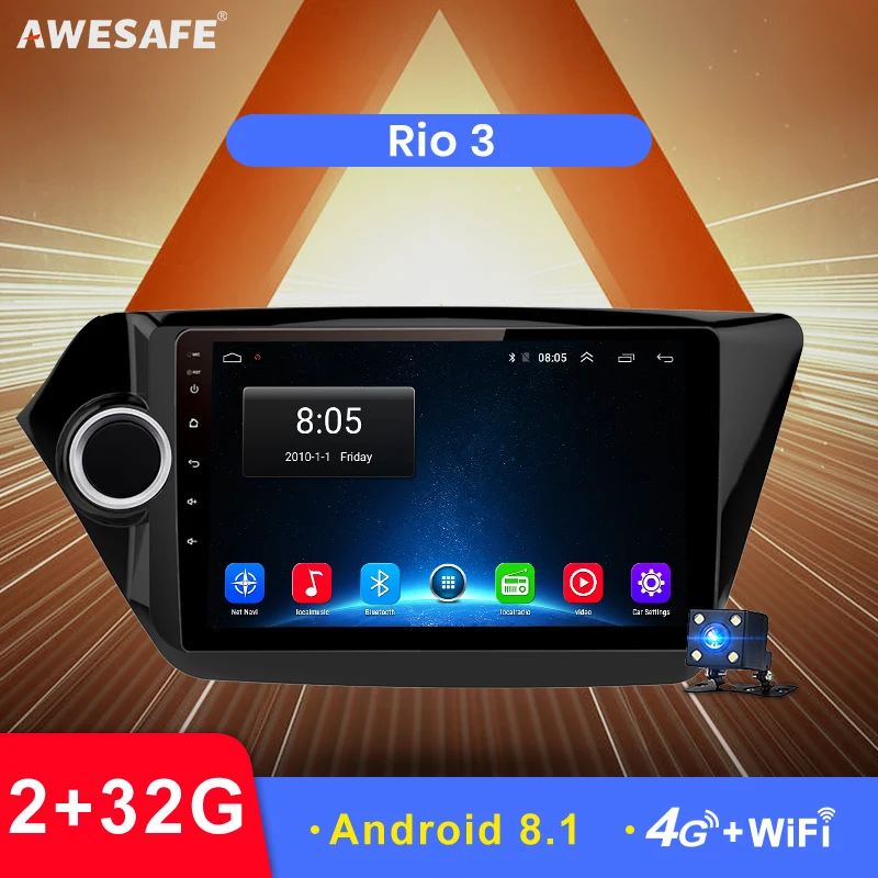 

AWESAFE 2 din Android 8.1 Car DVD Player GPS Navigation for KIA RIO 3 2011 2012 2013 2014 2015 2016 sedan 9'' Car Stereo Radio