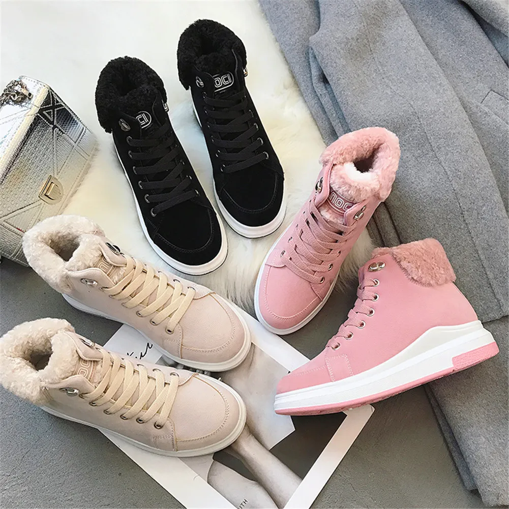 

Women Snow Boots Winter Female Plus Velvet Swing Shoes Platform Casual Boots Women Cotton-padded Shoes Flat Ankle Boot for women