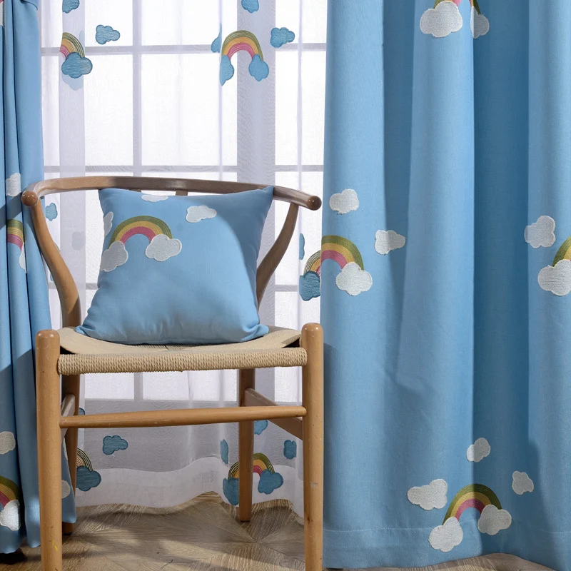 

[byetee] Children Curtain Fabrics Bedroom Kids Curtain Embroidered Curtain Kitchen Curtains Doors For Living Baby Room Blackout