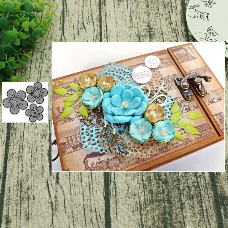 

AddyCraft 2019NEW Metal cutting dies cut die 3pc flower Scrapbook paper craft knife mould blade punch stencil