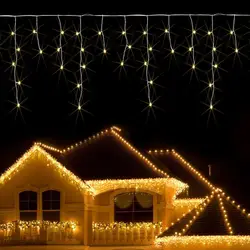 Рождественские оконные огни Светодиодные занавессветодио дный сосулька струнный свет 5 светодио дный М 96 LED s закрытый каплсветодио дный я