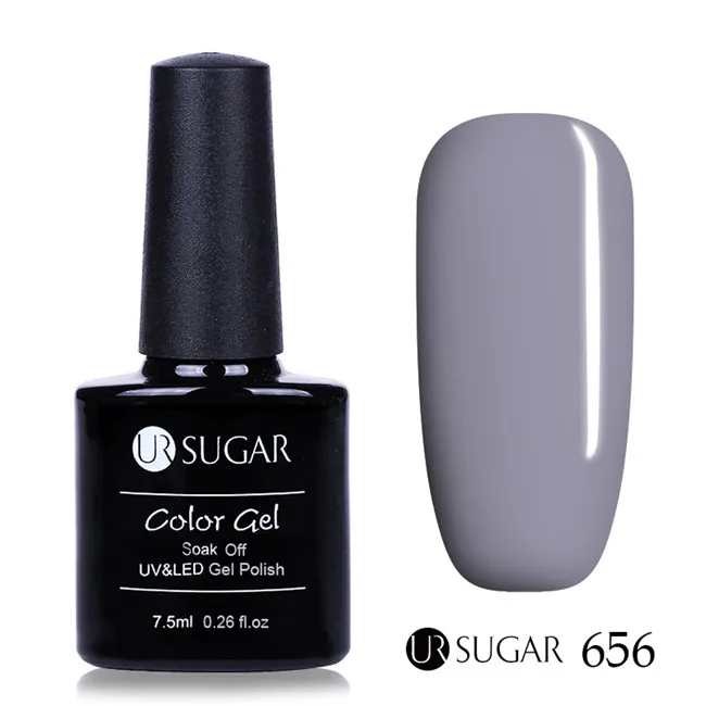 656 Гель-лак для ногтей серого цвета ur Sugar, 7,5 мл, розовый, серый, фиолетовый, замачиваемый УФ-Гель-лак, Полупостоянный Гель-лак для ногтей, сделай сам - Цвет: 656