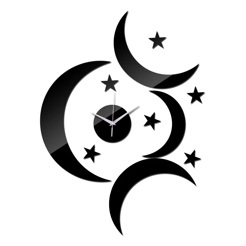 new sale diy wall clock stickers home decor living room modern furniture clocks acrylic mirror sticker star and moon