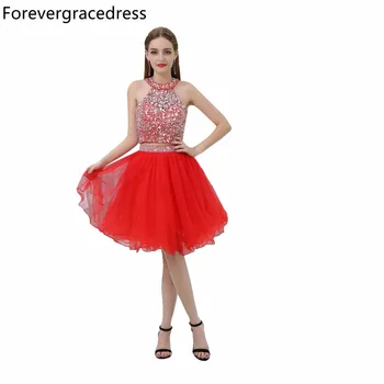 

Forevergracedress Sexy Short Prom Dress New Arrival Halter Sleeveless Beaded Homecoming Party Gown Plus Size Custom Made